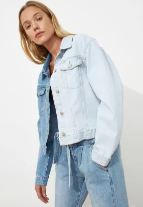 ColorÂ BlockÂ Asymmetric Denim Jacket